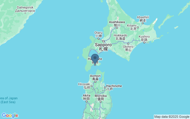 Kaart met locatie Hakodate